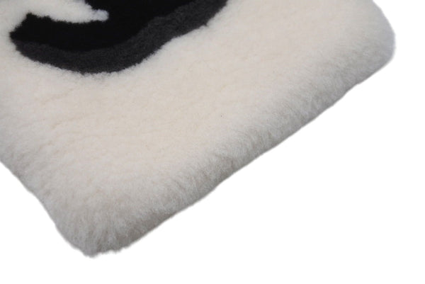 CHANEL Chanel Shearling Muffler Brand Logo Made in Italy Shearling Cashmere White Black Gray Good Condition Used 4c070055