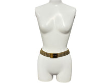 Load image into Gallery viewer, 極美品 CHANEL シャネル ロゴ プレート チェーン ベルト 96A ゴールド ブラック GP レザー ゴールド金具 ヴィンテージ 小物 中古 4c070074