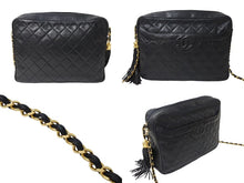 画像をギャラリービューアに読み込む, CHANEL シャネル チェーンショルダーバッグ ココマーク 2番台 フリンジ ラムスキン ブラック ゴールド金具 美品 中古 4c070105