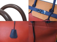 Load image into Gallery viewer, 極美品 HERMES エルメス ハンドバッグ オータクロア40 トリコロール◻︎J刻印 ポティロン ヴァーミリオン チョコレート パラジウム金具 中古 4c070117