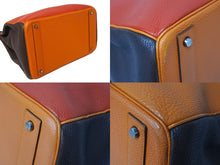 Load image into Gallery viewer, 極美品 HERMES エルメス ハンドバッグ オータクロア40 トリコロール◻︎J刻印 ポティロン ヴァーミリオン チョコレート パラジウム金具 中古 4c070117