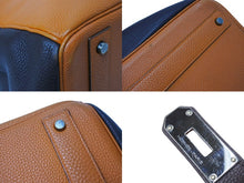 Load image into Gallery viewer, 極美品 HERMES エルメス ハンドバッグ オータクロア40 トリコロール◻︎J刻印 ポティロン ヴァーミリオン チョコレート パラジウム金具 中古 4c070117