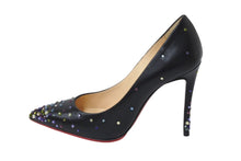 Load image into Gallery viewer, CHRISTIAN LOUBOUTIN クリスチャンルブタン ラインストーン ヒール レザー ブラック マルチカラー サイズ34 1/2 美品 中古 4c070122