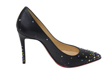 Load image into Gallery viewer, CHRISTIAN LOUBOUTIN クリスチャンルブタン ラインストーン ヒール レザー ブラック マルチカラー サイズ34 1/2 美品 中古 4c070122