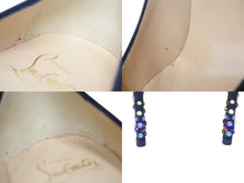 Load image into Gallery viewer, CHRISTIAN LOUBOUTIN クリスチャンルブタン ラインストーン ヒール レザー ブラック マルチカラー サイズ34 1/2 美品 中古 4c070122
