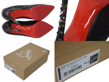 Load image into Gallery viewer, CHRISTIAN LOUBOUTIN クリスチャンルブタン ラインストーン ヒール レザー ブラック マルチカラー サイズ34 1/2 美品 中古 4c070122