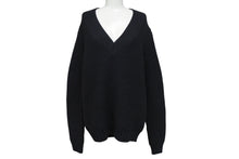 画像をギャラリービューアに読み込む, MAISON MARGIELA メゾンマルジェラ ルーズ ゲージ ニット ルーマニア製 ウール ポリアミド ブラック サイズM 美品 中古 4c070130