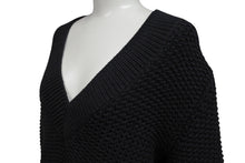 画像をギャラリービューアに読み込む, MAISON MARGIELA メゾンマルジェラ ルーズ ゲージ ニット ルーマニア製 ウール ポリアミド ブラック サイズM 美品 中古 4c070130