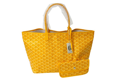 新品未使用 GOYARD ゴヤール サンルイPM トートバッグ AMALOUISPM08 PVC レザー イエロー ヘリンボーン 中古 4c070133