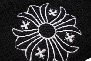 CHROME HEARTS クロムハーツ ニットキャップ ビーニー CHプラス ブラック ホワイト ウール ONE SIZE 刺繍 美品 中古 4c070145