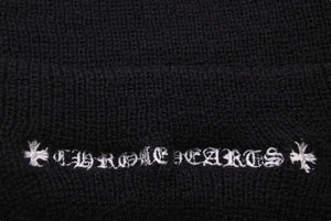 CHROME HEARTS クロムハーツ ニットキャップ ビーニー CHプラス ブラック ホワイト ウール ONE SIZE 刺繍 美品 中古 4c070145