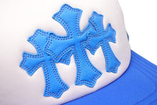 画像をギャラリービューアに読み込む, 新品未使用 CHROME HEARTS クロムハーツ トラッカーキャップ CHクロスパッチ ONE SIZE メッシュ ブルー ホワイト シルバー925 中古 4c070147