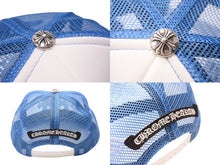 Load image into Gallery viewer, 新品未使用 CHROME HEARTS クロムハーツ トラッカーキャップ CHクロスパッチ ONE SIZE メッシュ ブルー ホワイト シルバー925 中古 4c070147