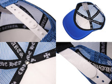 画像をギャラリービューアに読み込む, 新品未使用 CHROME HEARTS クロムハーツ トラッカーキャップ CHクロスパッチ ONE SIZE メッシュ ブルー ホワイト シルバー925 中古 4c070147