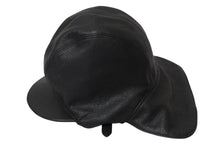 画像をギャラリービューアに読み込む, CHROME HEARTS クロムハーツ JOE DERTAY レザーフライトキャップ 1995/sterling刻印 ブラック シルバー925 美品 中古 4c070149