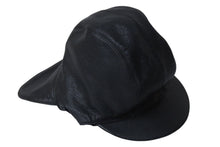 画像をギャラリービューアに読み込む, CHROME HEARTS クロムハーツ JOE DERTAY レザーフライトキャップ 1995/sterling刻印 ブラック シルバー925 美品 中古 4c070149