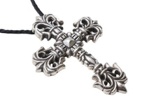 画像をギャラリービューアに読み込む, CHROME HEARTS クロムハーツ ラージフィリグリークロス Wレザーブレイド ネックレス 重量約183.1g 全長約89cm シルバー925 美品 中古 4c070167
