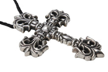 画像をギャラリービューアに読み込む, CHROME HEARTS クロムハーツ ラージフィリグリークロス Wレザーブレイド ネックレス 重量約183.1g 全長約89cm シルバー925 美品 中古 4c070167