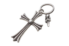 画像をギャラリービューアに読み込む, CHROME HEARTS クロムハーツ ラージCHクロス ♯5ダガーチャーム キーリング 重量約59.7g シルバー925 STERLING刻印 美品 中古 4c070168