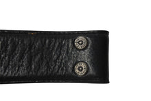 画像をギャラリービューアに読み込む, CHROME HEARTS クロムハーツ 1.5inch スクロールレーベルリベッツ ベルト ストラップ サイズ34 ブラック レザー シルバー925 良品 中古 4c070169