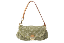 画像をギャラリービューアに読み込む, LOUIS VUITTON ルイヴィトン ミニ プリーティ ワンショルダーバッグ M95217 モノグラム デニム カーキ 美品 中古 4c070171