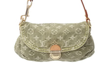 画像をギャラリービューアに読み込む, LOUIS VUITTON ルイヴィトン ミニ プリーティ ワンショルダーバッグ M95217 モノグラム デニム カーキ 美品 中古 4c070171