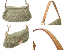 画像をギャラリービューアに読み込む, LOUIS VUITTON ルイヴィトン ミニ プリーティ ワンショルダーバッグ M95217 モノグラム デニム カーキ 美品 中古 4c070171