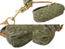 画像をギャラリービューアに読み込む, LOUIS VUITTON ルイヴィトン ミニ プリーティ ワンショルダーバッグ M95217 モノグラム デニム カーキ 美品 中古 4c070171