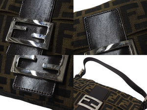 FENDI フェンディ マンマバケット ワンショルダーバッグ 26424 ズッカ柄 コットンキャンバス レザー シルバー金具 美品 中古 4c070173