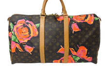 画像をギャラリービューアに読み込む, LOUIS VUITTON ルイヴィトン モノグラム ローズ キーポル50 ボストンバッグ M48605 PVC ブラウン ピンク ブラウン 美品 中古 4c070177