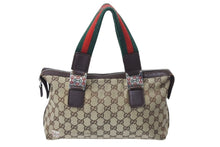 Load image into Gallery viewer, GUCCI グッチ ハンドバッグ GGキャンバス シェリーライン 145759 092122 イタリア製 ベージュ レッド グリーン 良品 中古 4c070187