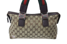 Load image into Gallery viewer, GUCCI グッチ ハンドバッグ GGキャンバス シェリーライン 145759 092122 イタリア製 ベージュ レッド グリーン 良品 中古 4c070187