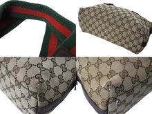 Load image into Gallery viewer, GUCCI グッチ ハンドバッグ GGキャンバス シェリーライン 145759 092122 イタリア製 ベージュ レッド グリーン 良品 中古 4c070187