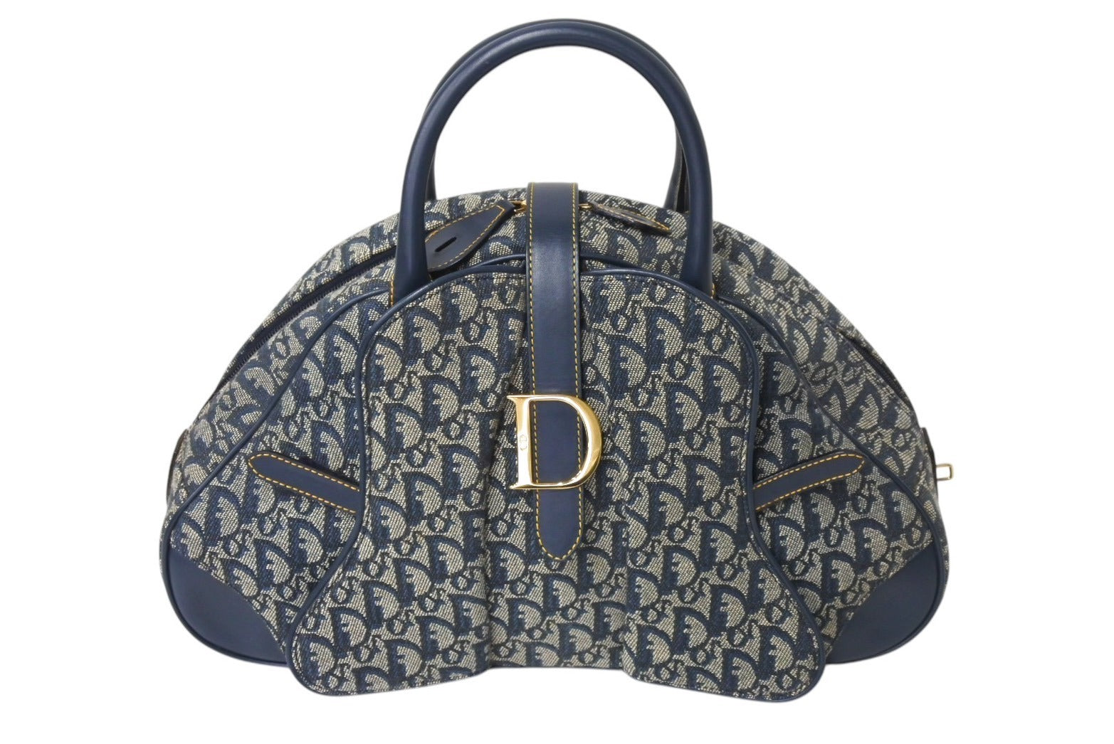 Christian Dior クリスチャンディオール ダブルサドルバッグ トロッター キャンバス レザー ネイビー ゴールド金具 美品 中古  4c070190 – Casanova Vintage