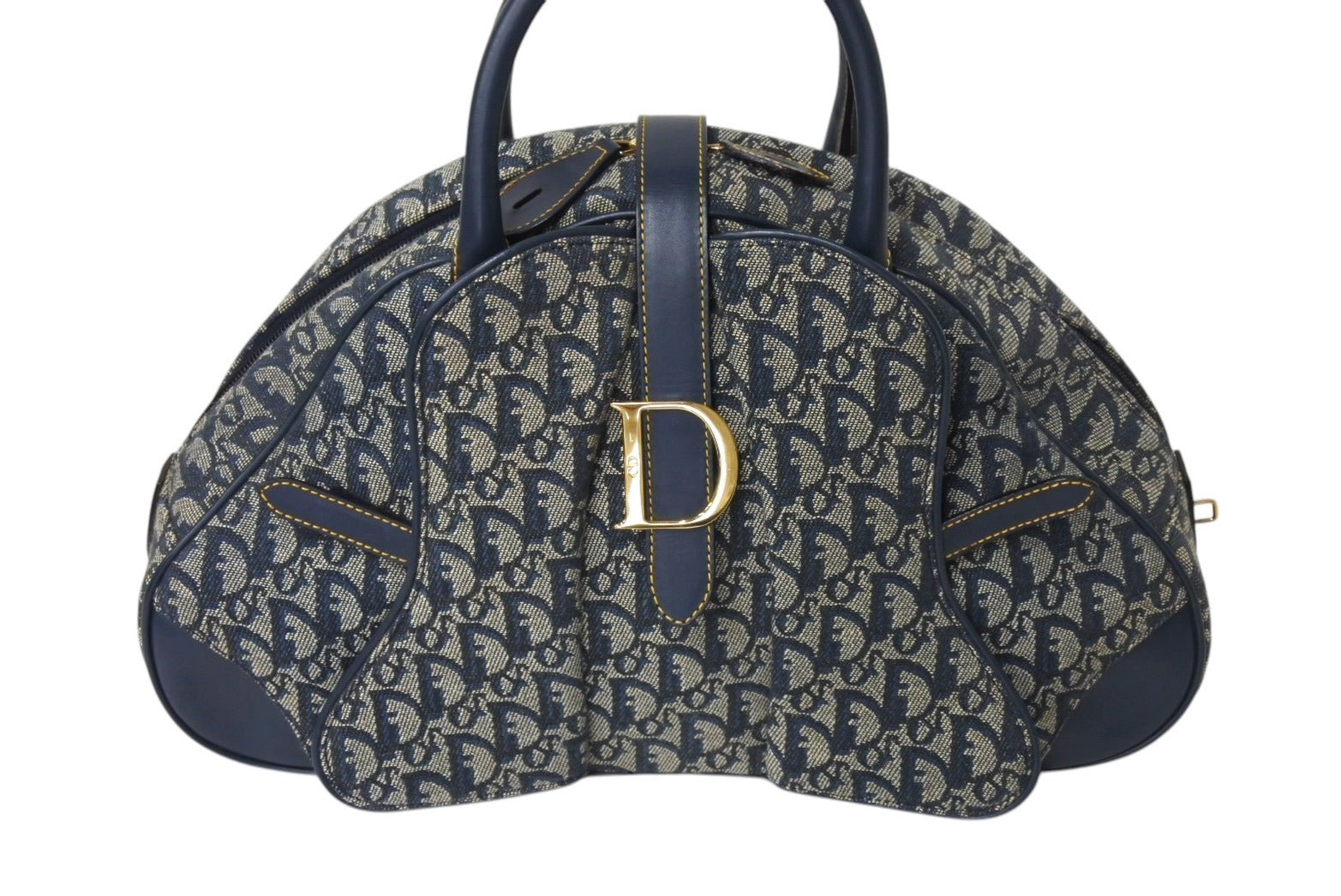 Christian Dior クリスチャンディオール ダブルサドルバッグ トロッター キャンバス レザー ネイビー ゴールド金具 美品 中古  4c070190 – Casanova Vintage