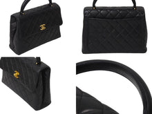 画像をギャラリービューアに読み込む, 極美品 CHANEL シャネル ケリー型 マトラッセ ハンドバッグ スモール 4番台 ラムレザー ブラック ゴールド金具 中古 4c070194