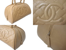 画像をギャラリービューアに読み込む, 極美品 CHANEL シャネル マトラッセ ハンドバッグ ミニボストン型バッグ ココマーク 11番台 キャビアスキン ベージュ 中古 4c07019