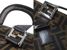 画像をギャラリービューアに読み込む, FENDI フェンディ ハンドバッグ ズッカ柄 26693 イタリア製 キャンバス レザー ブラウン シルバー金具 美品 中古 4c070200