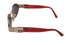 画像をギャラリービューアに読み込む, FENDI フェンディ サングラス メガネ SL 7120 イタリア製 メタル プラスチック レッド ゴールド金具 美品 中古 4c070203