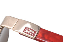 画像をギャラリービューアに読み込む, FENDI フェンディ サングラス メガネ SL 7120 イタリア製 メタル プラスチック レッド ゴールド金具 美品 中古 4c070203