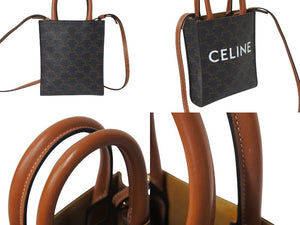 CELINE セリーヌ トリオンフ ミニバーティカルカバ 2WAYショルダーバッグ ブラウン イタリア製 PVC レザー 美品 中古 4c070204