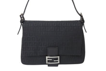 画像をギャラリービューアに読み込む, FENDI フェンディ ズッキーノ マンマバケット ハンドバッグ ワンショルダー キャンバス レザー ブラック ズッカ 8BR001 美品 中古 4c070209