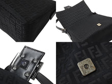 画像をギャラリービューアに読み込む, FENDI フェンディ ズッキーノ マンマバケット ハンドバッグ ワンショルダー キャンバス レザー ブラック ズッカ 8BR001 美品 中古 4c070209