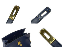 Load image into Gallery viewer, HERMES エルメス ショルダーバッグ ケリースポーツPM ○Y刻印 ブルー系 ゴールド ボックスカーフ 美品 中古 4c070216
