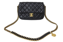Load image into Gallery viewer, CHANEL シャネル シングルフラップ コインチェーンショルダーバッグ IC イタリア製 キャビアスキン ブラック ゴールド 美品 中古 4c070220