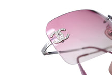 画像をギャラリービューアに読み込む, CHANEL シャネル リムレス サングラス 4017-D c.124/58 サイズ62□17 120 ココマーク ラインストーン ピンク グラデーション 美品 中古 4c070244