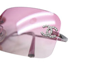 画像をギャラリービューアに読み込む, CHANEL シャネル リムレス サングラス 4017-D c.124/58 サイズ62□17 120 ココマーク ラインストーン ピンク グラデーション 美品 中古 4c070244