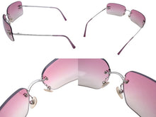 画像をギャラリービューアに読み込む, CHANEL シャネル リムレス サングラス 4017-D c.124/58 サイズ62□17 120 ココマーク ラインストーン ピンク グラデーション 美品 中古 4c070244