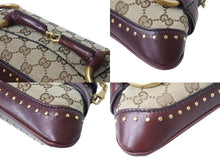 Load image into Gallery viewer, 極美品 GUCCI グッチ ワンショルダー チェーンハンド ホースビット 119186 2684 キャンバス レザー ベージュ ワインレッド 中古 4c070253