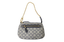 Load image into Gallery viewer, LOUISVUITTON ルイヴィトン LV ミニラン ミニアクセポーチ M95754 キャンバス レザー グレー ネイビー ゴールド金具 美品 中古 4c070256